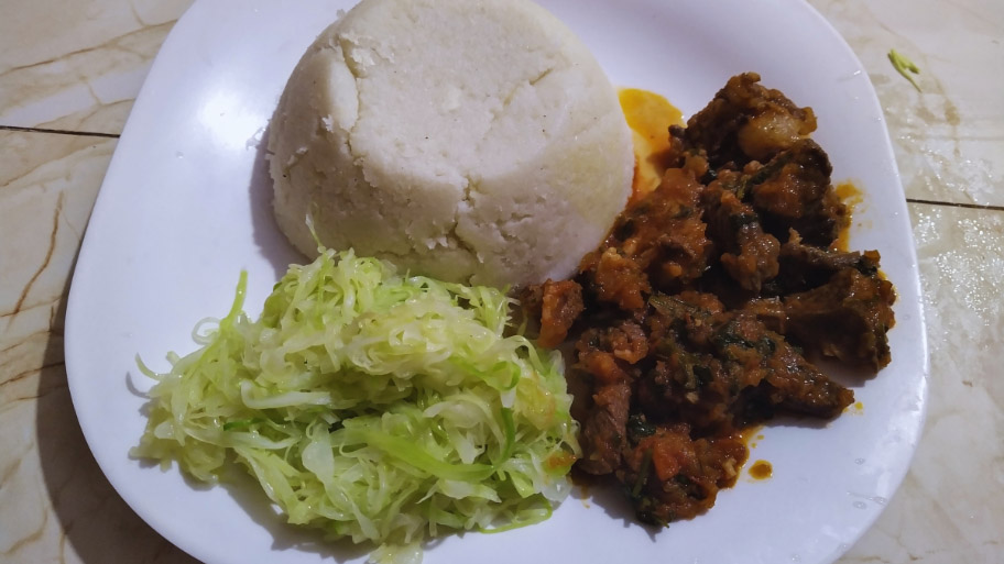 Ugali with Goat meat