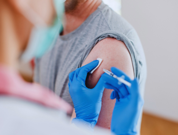 Traveler getting vaccination