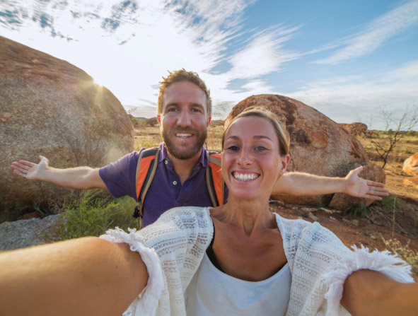 Pov of couple traveling in Australia