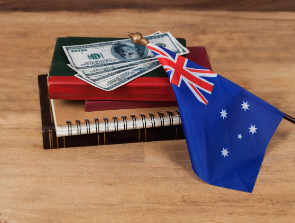 Education in Australia concept,passport on Australia flag