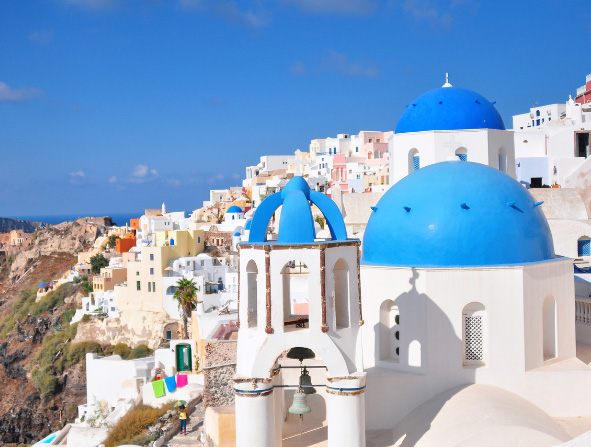 blue domes of Santorini