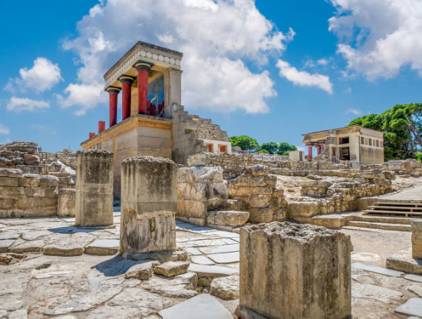 Knossos palace ruins at Crete island, Greece. Famous Minoan palace of Knossos