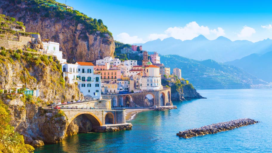 Morning view of Amalfi cityscape, Italy