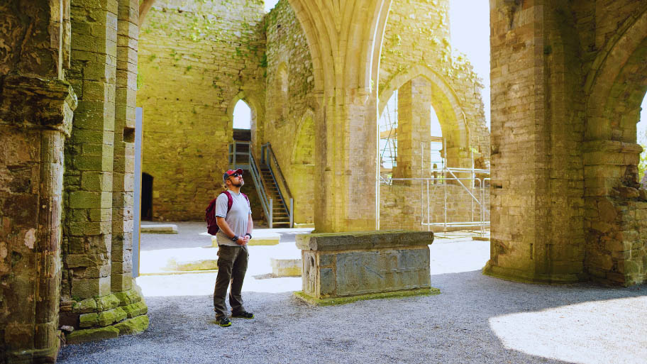 Male Tourist in Jerpoint Abbey, Ireland