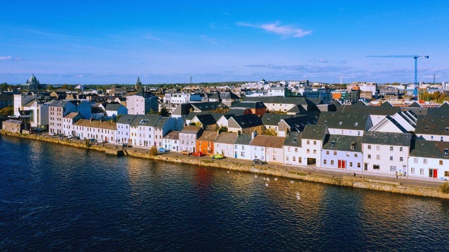 Aerial image of Galway city in Ireland