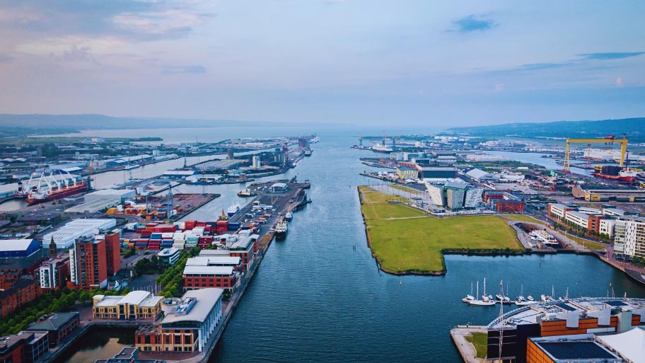 Belfast River Lagan Aerial View North Ireland