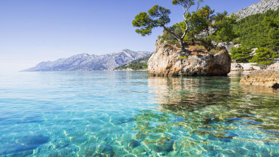 Beautiful bay in the Mediterranean sea, Brela, Croatia