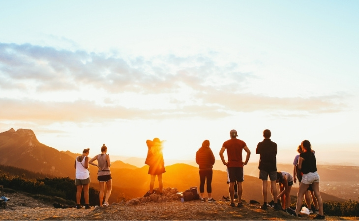 Group of Friends Watching the Sunset