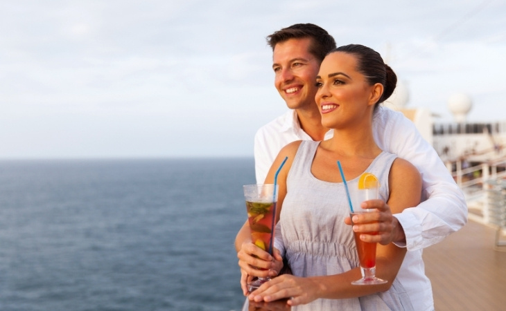 young couple on cruise trip